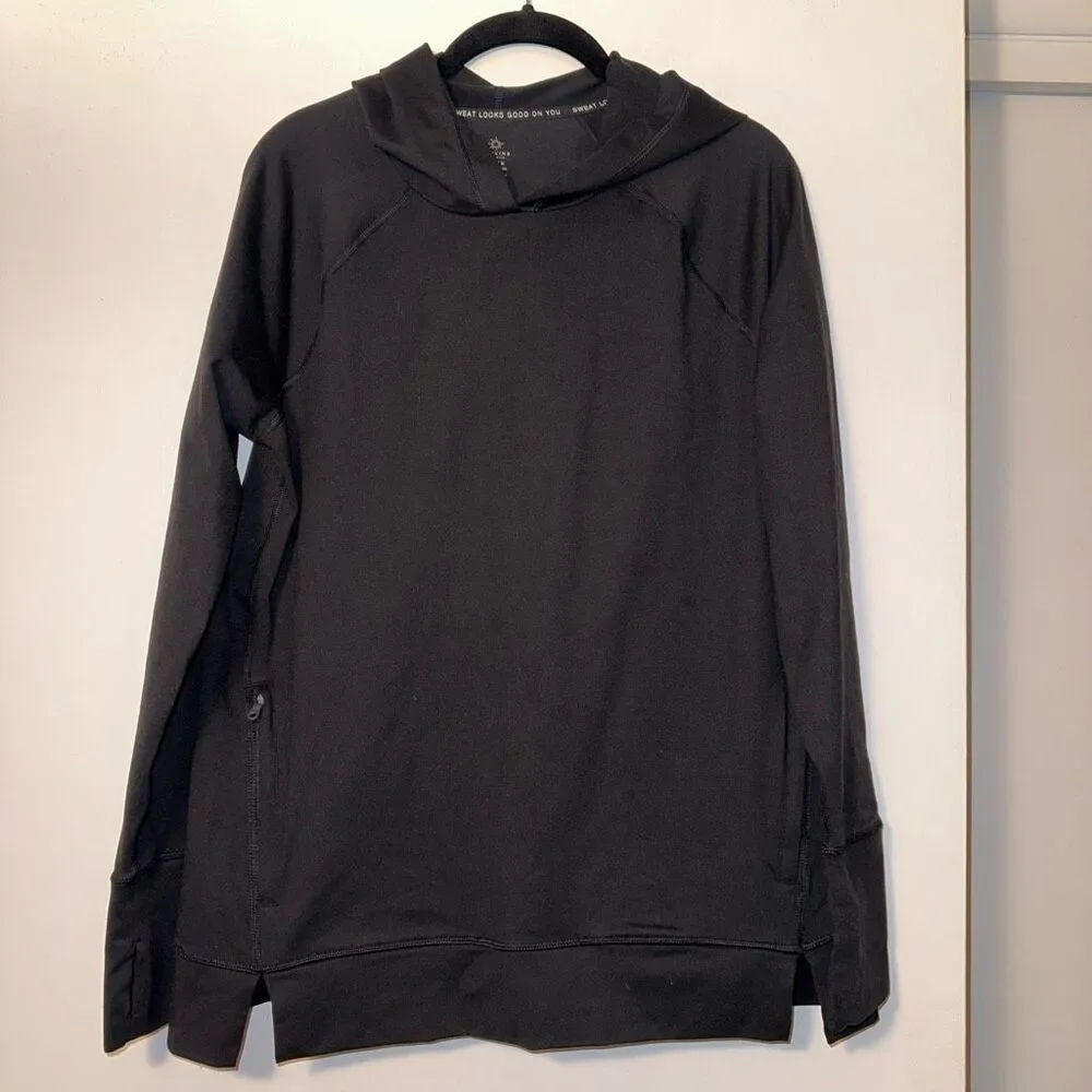 Aerie Offline Womens Black Athletic Hooded Sweatshirt Medium EUC - Picture 1 of 10